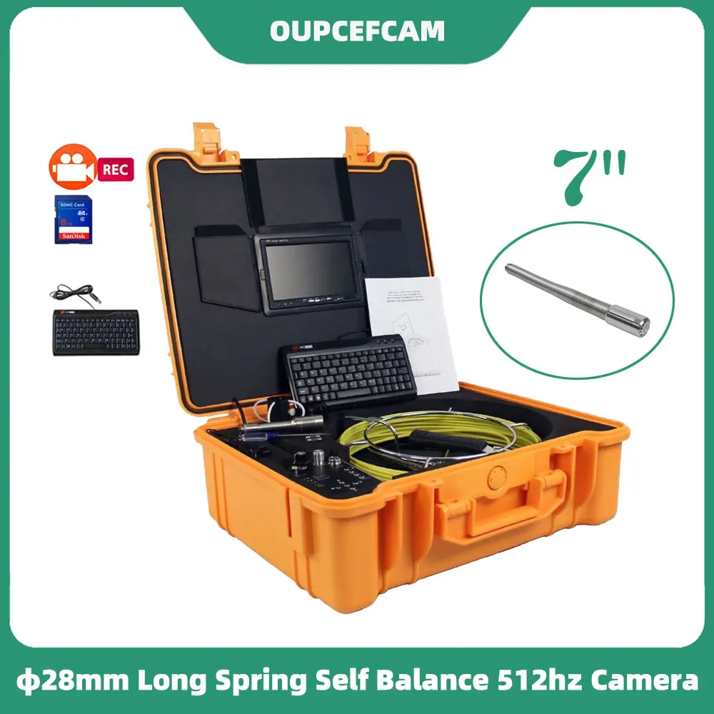 φ28mm Long Spring Self Balance 512hz Camera Drain Sewer Pipe Inspection Endoscope 7" Screen DVR Keyboard Meter Counter 5mm Cable
φ28mm Long Spring Self Balance 512hz Camera Drain Sewer Pipe Inspection Endoscope 7" Screen DVR Keyboard Meter Counter 5mm Cable