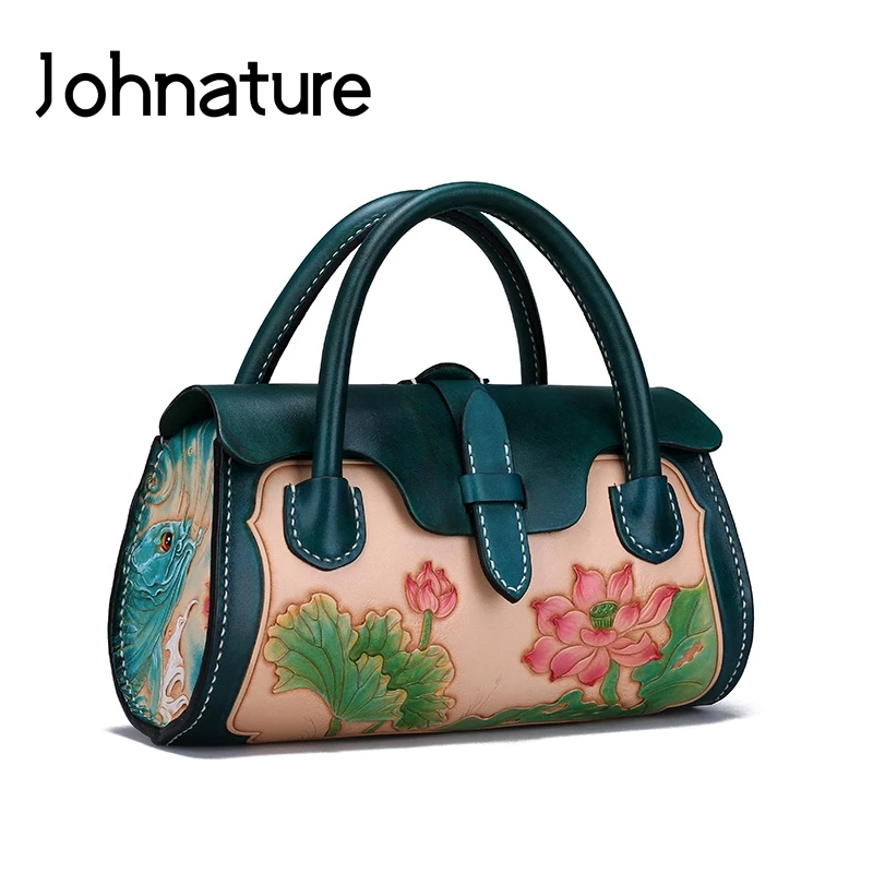 Johnature Leather Carving Luxury Handbags Women Bags Designer 2022 New Retro First Layer Cowhide Lotus Totes Chinese Style Bag
Johnature Leather Carving Luxury Handbags Women Bags Designer 2022 New Retro First Layer Cowhide Lotus Totes Chinese Style Bag