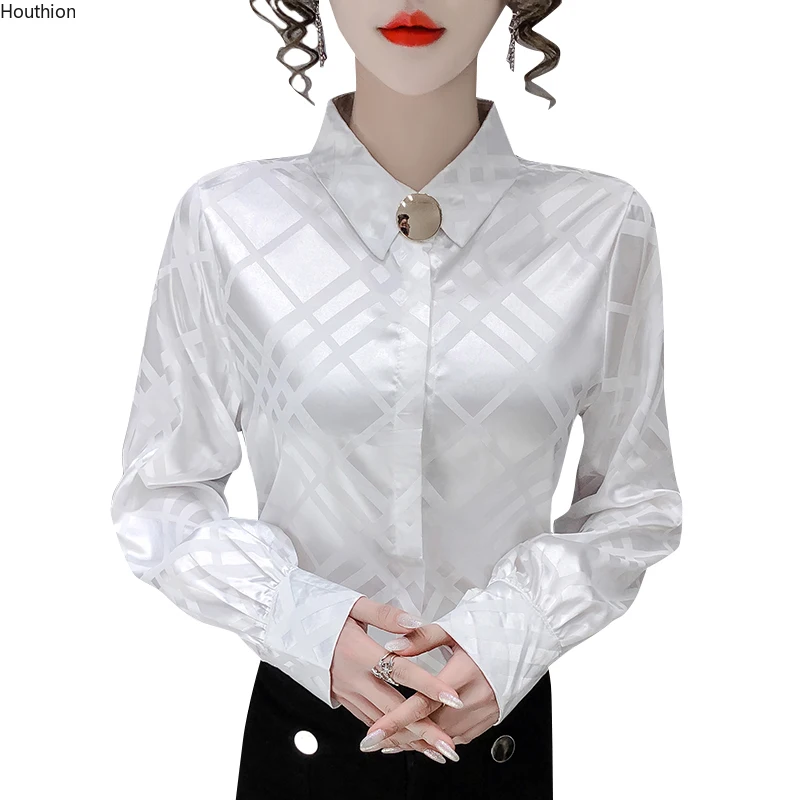 Houthion летние топы в клетку с отворотом, тонкая удобная модная рубашка, Повседневная рубашка, новая сатиновая блузка с длинным рукавом, женски... 
Houthion летние топы в клетку с отворотом, тонкая удобная модная рубашка, Повседневная рубашка, новая сатиновая блузка с длинным рукавом, женски...