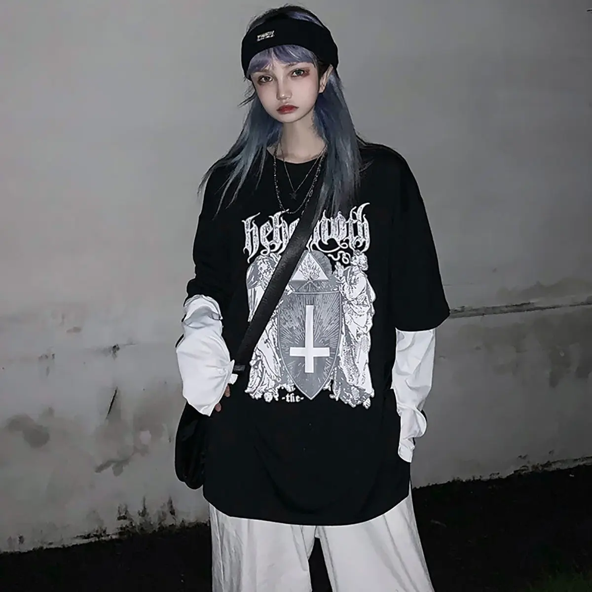 2021 Summer Street Style Oversize O-neck Women T-Shirt Gothic The Cross Print Short Sleeves Loose Cotton Ladies T Shirts Top Tee
2021 Summer Street Style Oversize O-neck Women T-Shirt Gothic The Cross Print Short Sleeves Loose Cotton Ladies T Shirts Top Tee