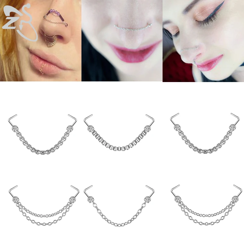 ZS 5-13pcs/Lot Stainless Steel Nostril Piercing Set for Women Girl Silver Plated Double Nose Chain Nose Piercing Body Jewelry
ZS 5-13pcs/Lot Stainless Steel Nostril Piercing Set for Women Girl Silver Plated Double Nose Chain Nose Piercing Body Jewelry