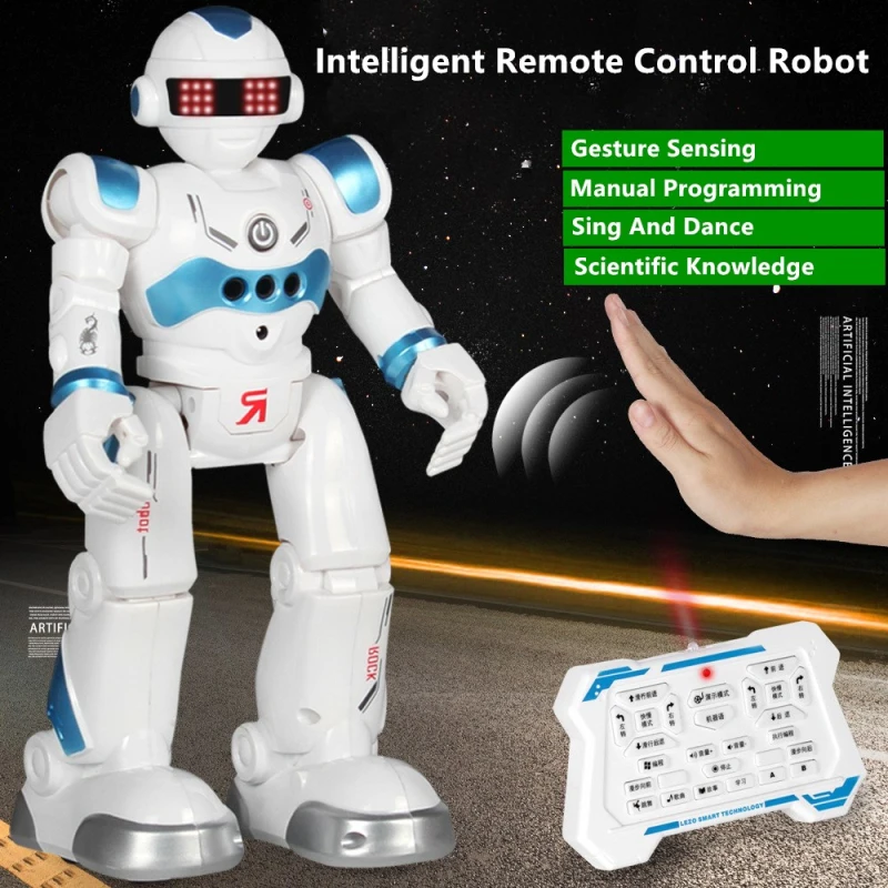 Gesture Sensing Smart RC Robot Programming Singing Dancing LED Lights Voice Control Robot With LCD Electric Early Education Toys
Gesture Sensing Smart RC Robot Programming Singing Dancing LED Lights Voice Control Robot With LCD Electric Early Education Toys