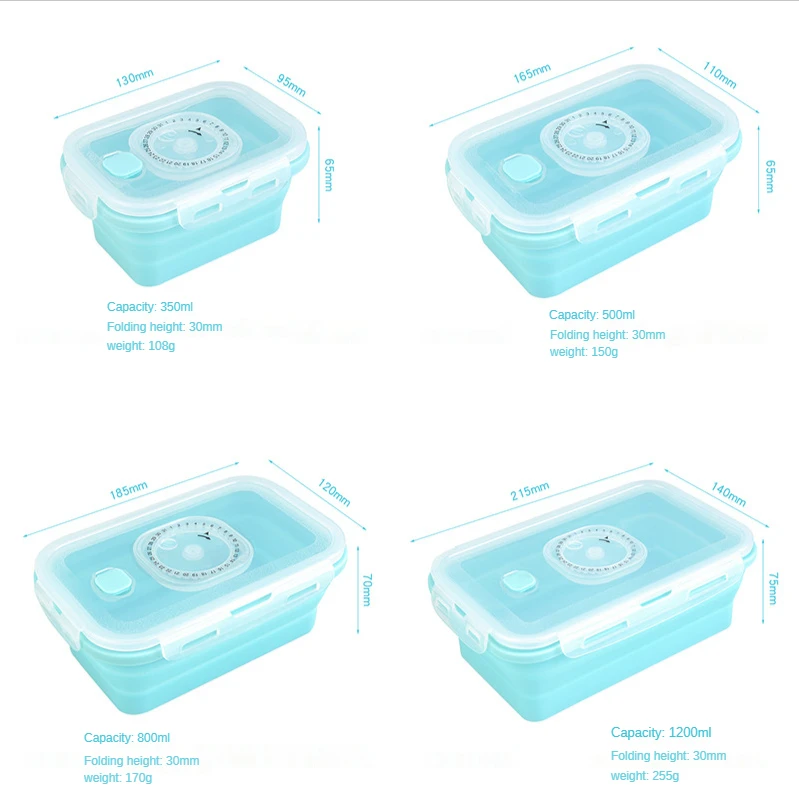 4 Pcs Suit Silicone Foldable Timing Lunch Box Eco-Friendly Food Storage Containers Portable Space Saving Bento Case Easy Take
4 Pcs Suit Silicone Foldable Timing Lunch Box Eco-Friendly Food Storage Containers Portable Space Saving Bento Case Easy Take