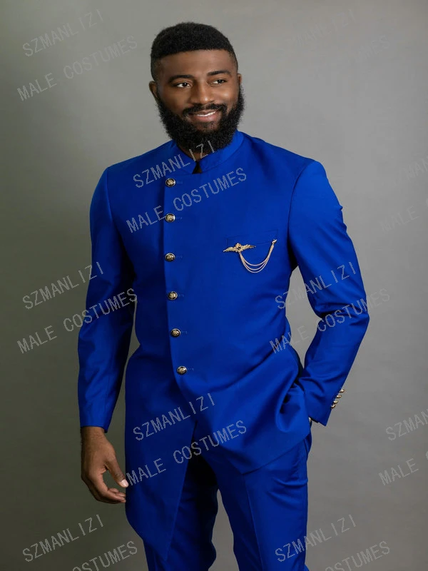 Latest Coat Pants Designs Stand Collar Custom Best Man Slim Fit Royal Blue Groom Men Suits Wedding Blazer Prom Tuxedo Costume
Latest Coat Pants Designs Stand Collar Custom Best Man Slim Fit Royal Blue Groom Men Suits Wedding Blazer Prom Tuxedo Costume