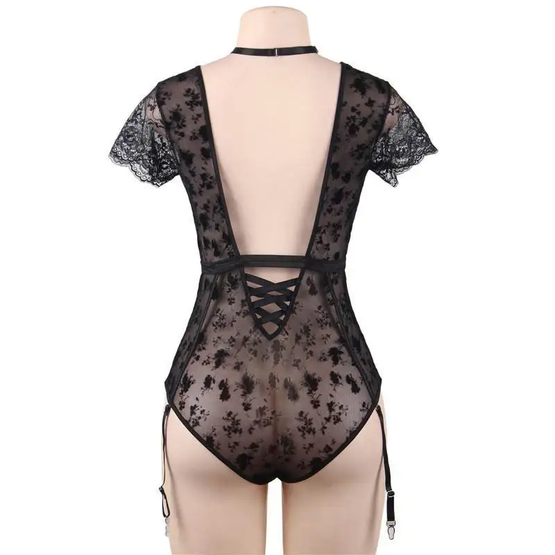 Sexy underwear sexy lace floral stitching perspective garter jumpsuit passionate teasing temptation sexy clothes 
Sexy underwear sexy lace floral stitching perspective garter jumpsuit passionate teasing temptation sexy clothes