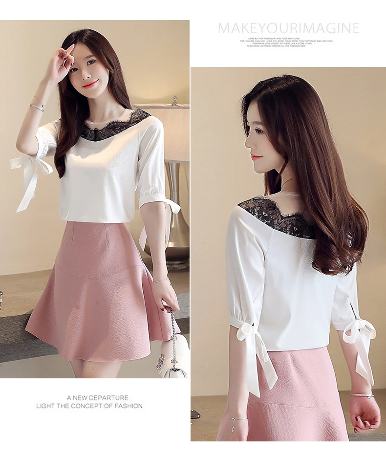 Houthion Women's Blouses Casual Summer Womans Tops Chiffon Fashion Cloth Short Sleeve Lace V-neck Solid Blusas
Houthion Women's Blouses Casual Summer Womans Tops Chiffon Fashion Cloth Short Sleeve Lace V-neck Solid Blusas