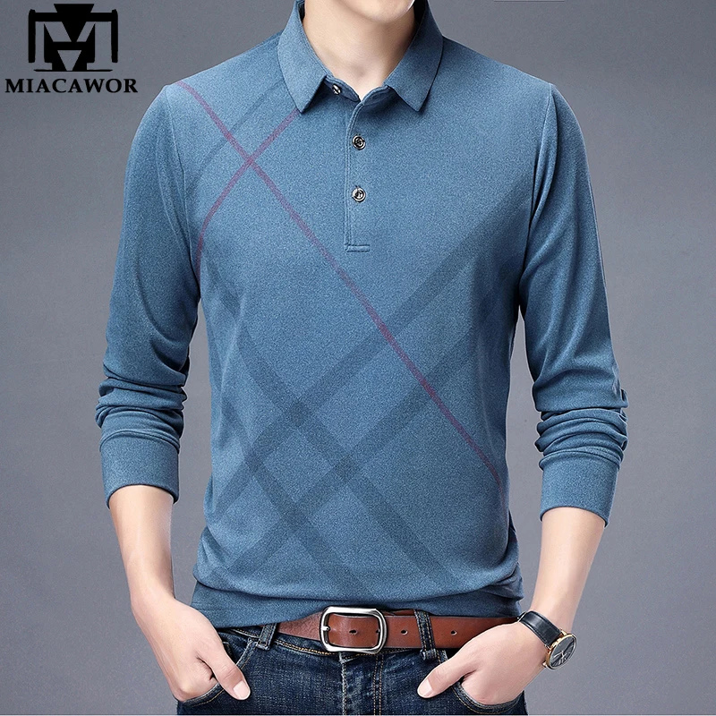 MIACAWOR New Men Polo Shirts Autumn Winter Thick Long sleeve Tee shirt Homme Slim Fit Plaid Camisa Polo Masculino T973
MIACAWOR New Men Polo Shirts Autumn Winter Thick Long sleeve Tee shirt Homme Slim Fit Plaid Camisa Polo Masculino T973