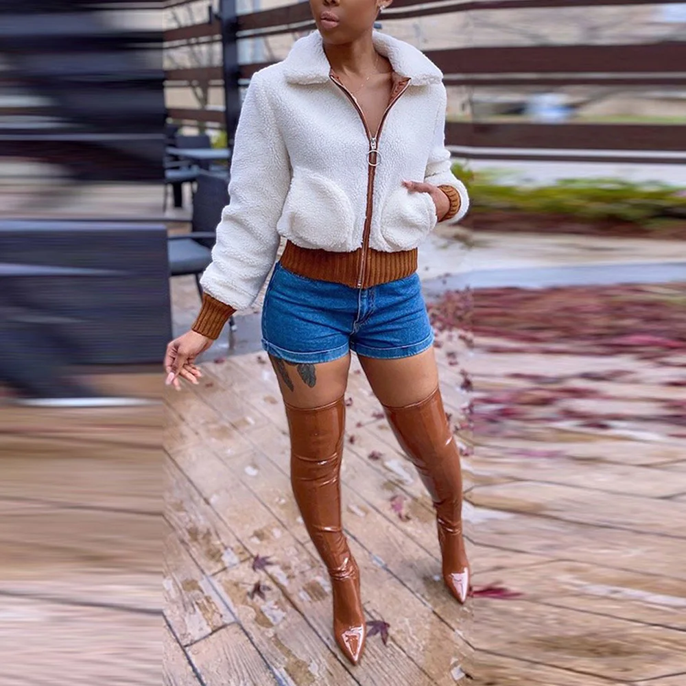 2021 New Women Fashion Lamb Wool Autumn Winter Jacket Zipper Pocket Fleece Shaggy Warm Cropped Jackets Overcoat White Outwears
2021 New Women Fashion Lamb Wool Autumn Winter Jacket Zipper Pocket Fleece Shaggy Warm Cropped Jackets Overcoat White Outwears