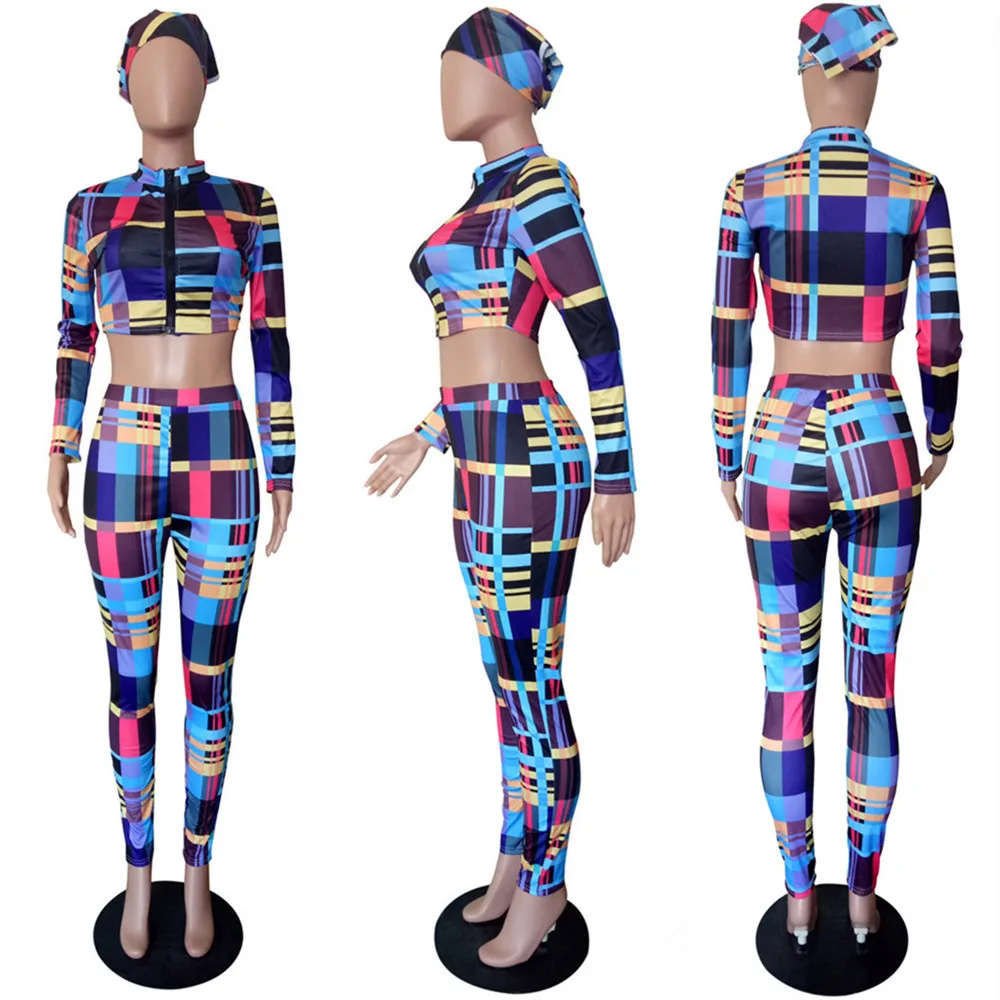 Autumn new fashion Plaid print sport two piece suit slim V-Neck long sleeve zipper coat and trousers women's set
Autumn new fashion Plaid print sport two piece suit slim V-Neck long sleeve zipper coat and trousers women's set