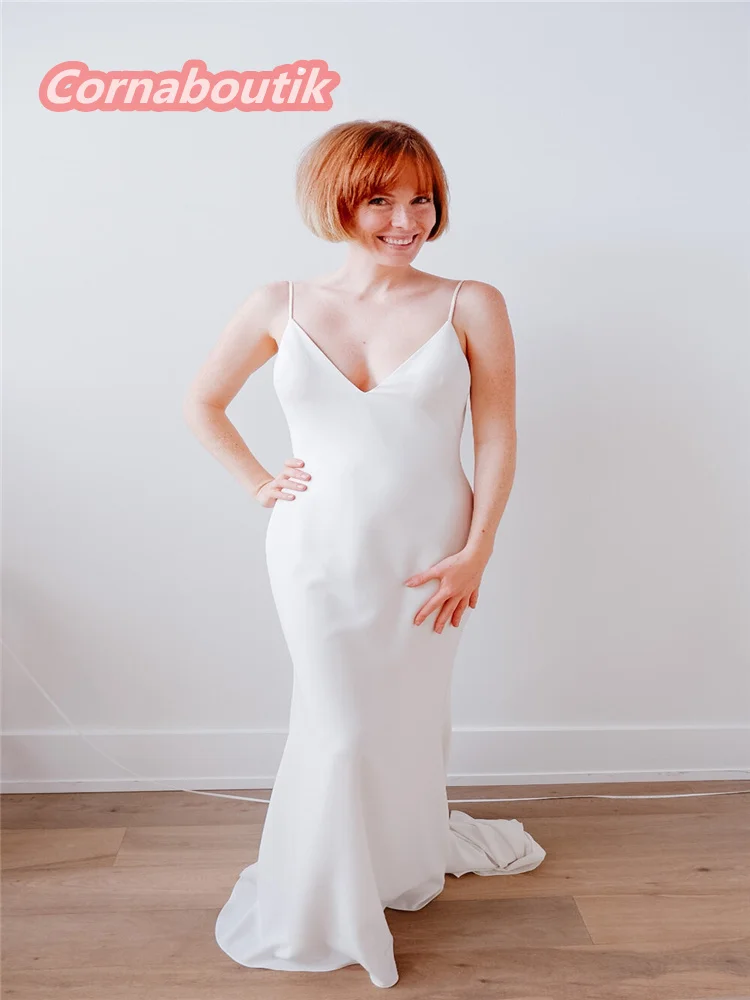 New Arrival Sexy Trumpet Wedding Dress COR-006 Spaghetti Straps Bridal Gowns Low Back Crepe Vestido De Noiva Marriage 
New Arrival Sexy Trumpet Wedding Dress COR-006 Spaghetti Straps Bridal Gowns Low Back Crepe Vestido De Noiva Marriage