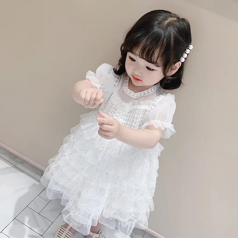 

LISUNNY 2021 летнее платье для маленьких девочек детское кружевное платье принцессы для девочек стильный браслет в виде полой позолоченой на ден...
