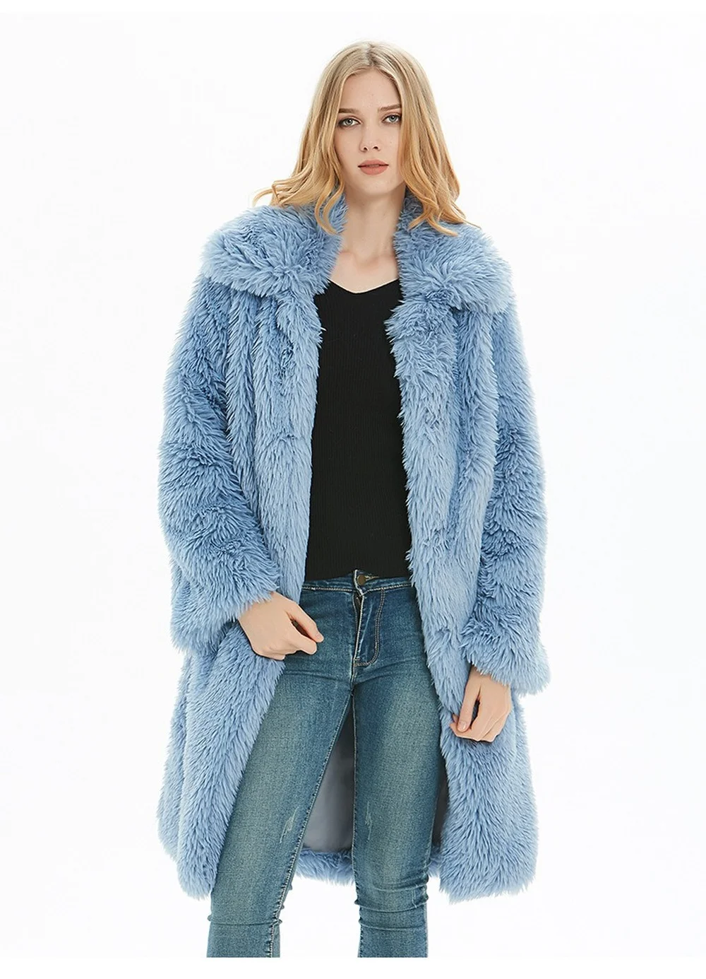 

Женское длинное пальто из искусственного меха, новая осенне-зимняя шуба из искусственного меха, меховое пальто с лацканами, плюшевое теплое...