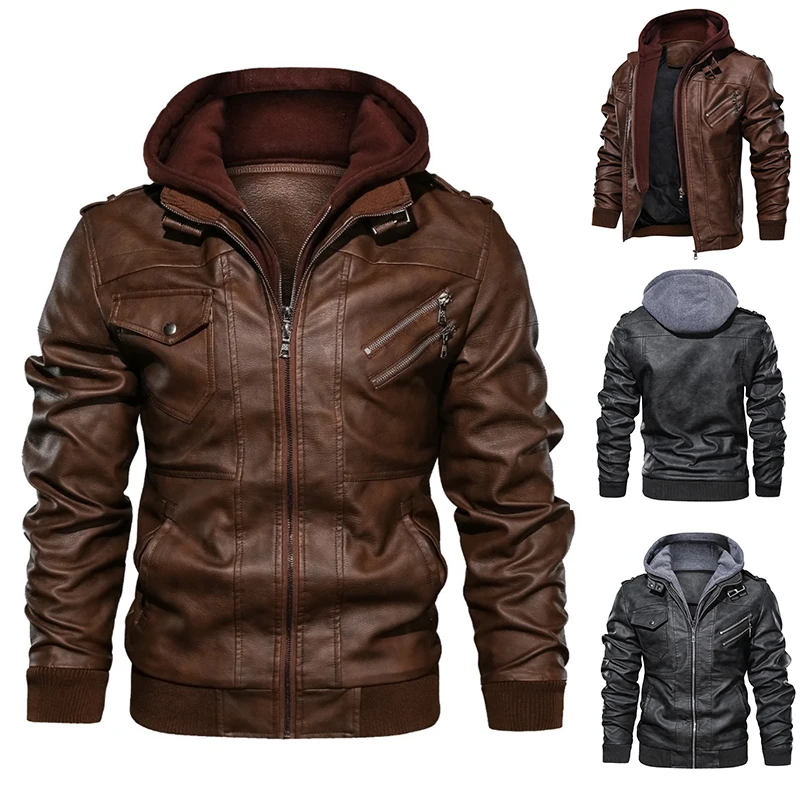 New Mens Outwear Bomber Vintage Autumn Black PU Leather Casual Jacket Slim Fit Motorcycle Biker Coats Removable Hood
New Mens Outwear Bomber Vintage Autumn Black PU Leather Casual Jacket Slim Fit Motorcycle Biker Coats Removable Hood