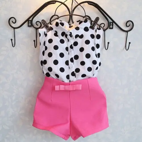 New Summer Girl Polka Dot Top + Pink Pants Girls Shirts Clothing Sets Baby Clothes Fashion Casual Clothing Children's Sets
New Summer Girl Polka Dot Top + Pink Pants Girls Shirts Clothing Sets Baby Clothes Fashion Casual Clothing Children's Sets