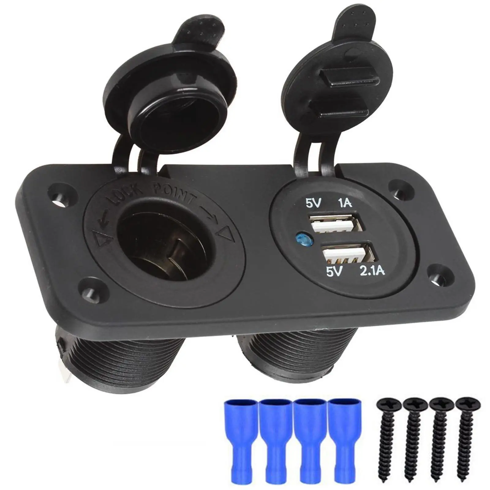 DC12V-24V Dual USB Car Cigarette Lighter Socket Splitter Charger Power Adapter Outlet Auto Accessories With Blue Light
DC12V-24V Dual USB Car Cigarette Lighter Socket Splitter Charger Power Adapter Outlet Auto Accessories With Blue Light