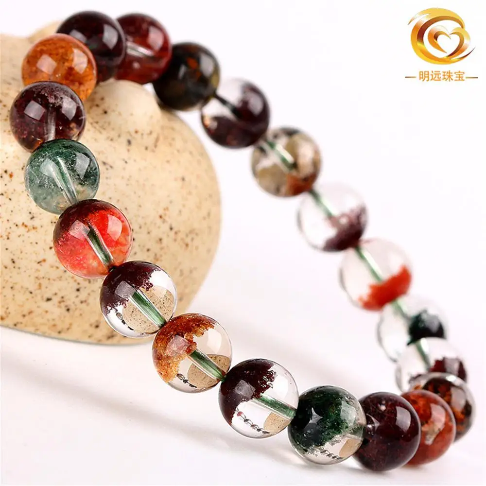 

Natural Colorful Ghost Phantom Quartz Bracelet For Women Man Healing Luck Gift Clear Crystal Beads Jewelry Strands AAAAA 6-11mm