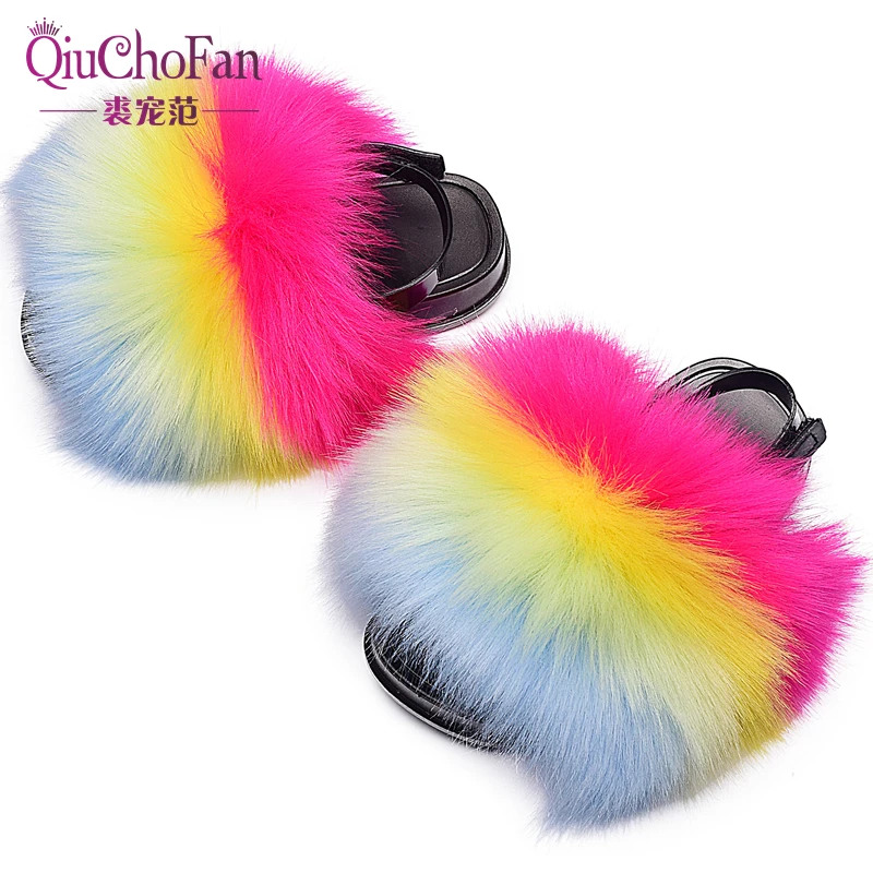 Baby Faux Fox Fur Slides Girl's Fluffy Raccoon Fur Slippers Children's Rainbow Plush Shoes Kids Non-slip Furry Fur Flip Flops
Baby Faux Fox Fur Slides Girl's Fluffy Raccoon Fur Slippers Children's Rainbow Plush Shoes Kids Non-slip Furry Fur Flip Flops