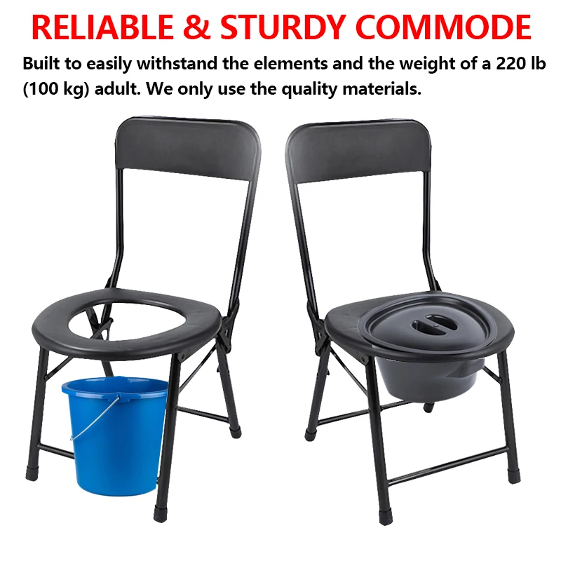220lb Weight Max Load Foldin Toilet Chair Foldable Commode Chair with Backrest Steam Seat For Pregnant/Old Outdoor
220lb Weight Max Load Foldin Toilet Chair Foldable Commode Chair with Backrest Steam Seat For Pregnant/Old Outdoor