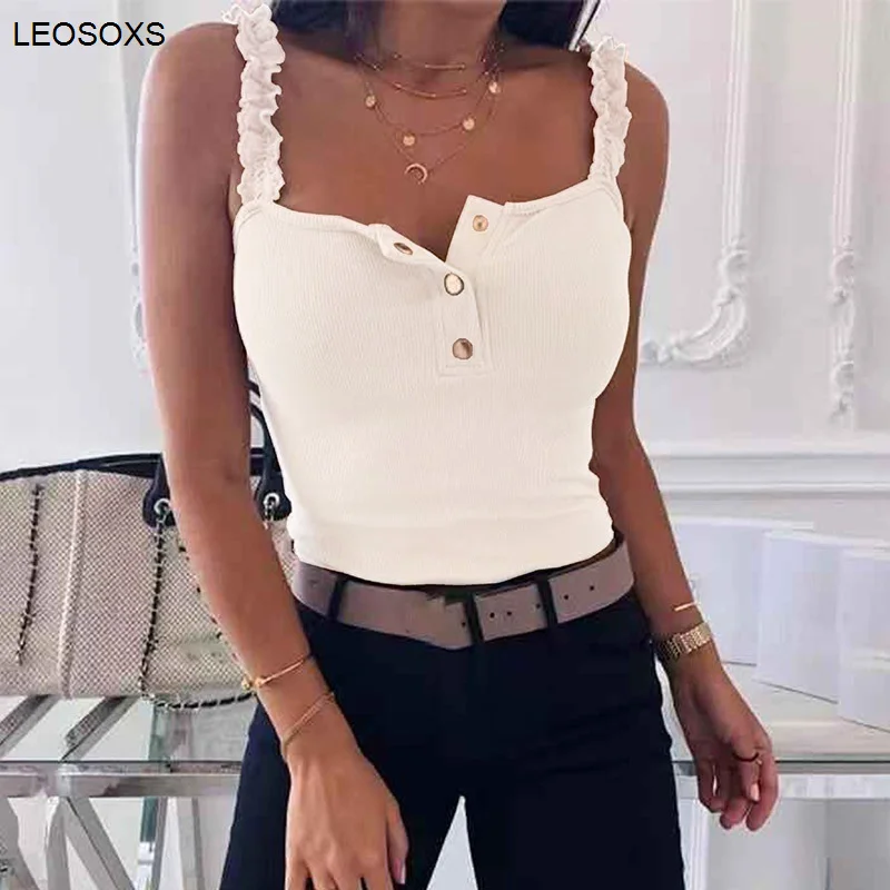 Summer Women's Fashion Cool T-shrit Sexy Sleeveless Lace Strap Solid Button Sling Casual Corset Tank Vest Top
Summer Women's Fashion Cool T-shrit Sexy Sleeveless Lace Strap Solid Button Sling Casual Corset Tank Vest Top