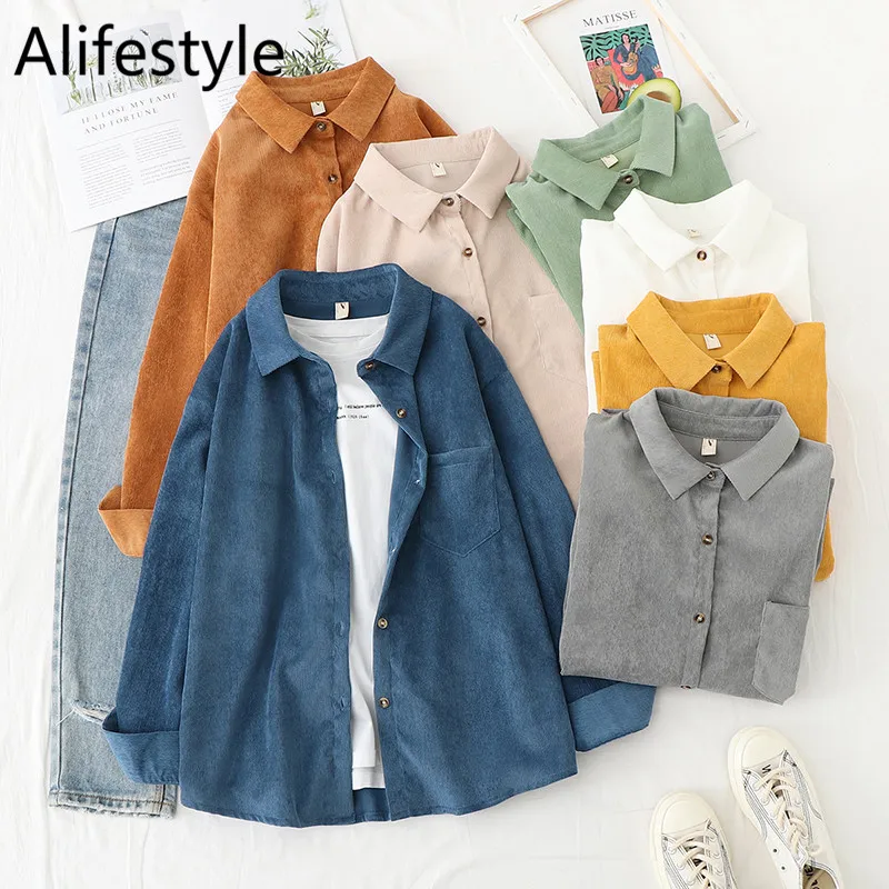 Corduroy Women Blouses Shirts Tunic Womens Tops and Blouses 2021 Womenswear Long Sleeve Clothing Button Up Down Loose White New
Corduroy Women Blouses Shirts Tunic Womens Tops and Blouses 2021 Womenswear Long Sleeve Clothing Button Up Down Loose White New