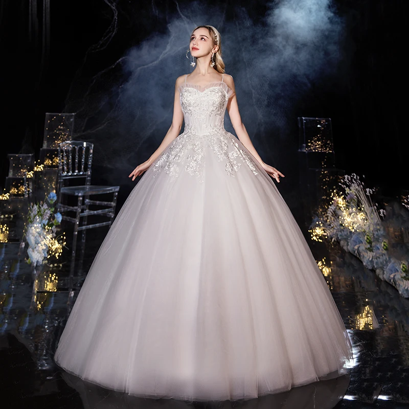 Wedding Dress 2021 Classic Spaghetti Straps Lace Up Ball Gown Luxury Lace Embroidery Wedding Dresses Custom Size
Wedding Dress 2021 Classic Spaghetti Straps Lace Up Ball Gown Luxury Lace Embroidery Wedding Dresses Custom Size