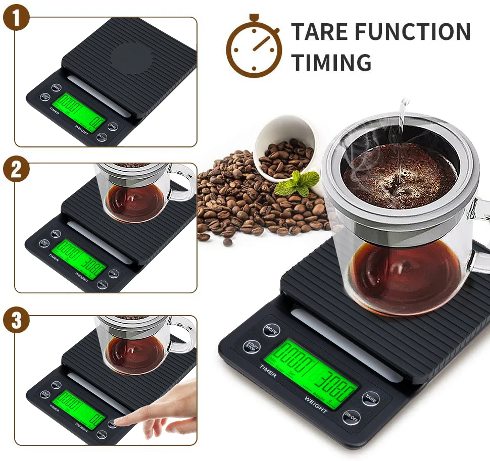 Coffee Scales 3kg/5kg x 0.1g With Timer Drip High Precision Electronic Kitchen Digital LCD Weight Balance Household
Coffee Scales 3kg/5kg x 0.1g With Timer Drip High Precision Electronic Kitchen Digital LCD Weight Balance Household