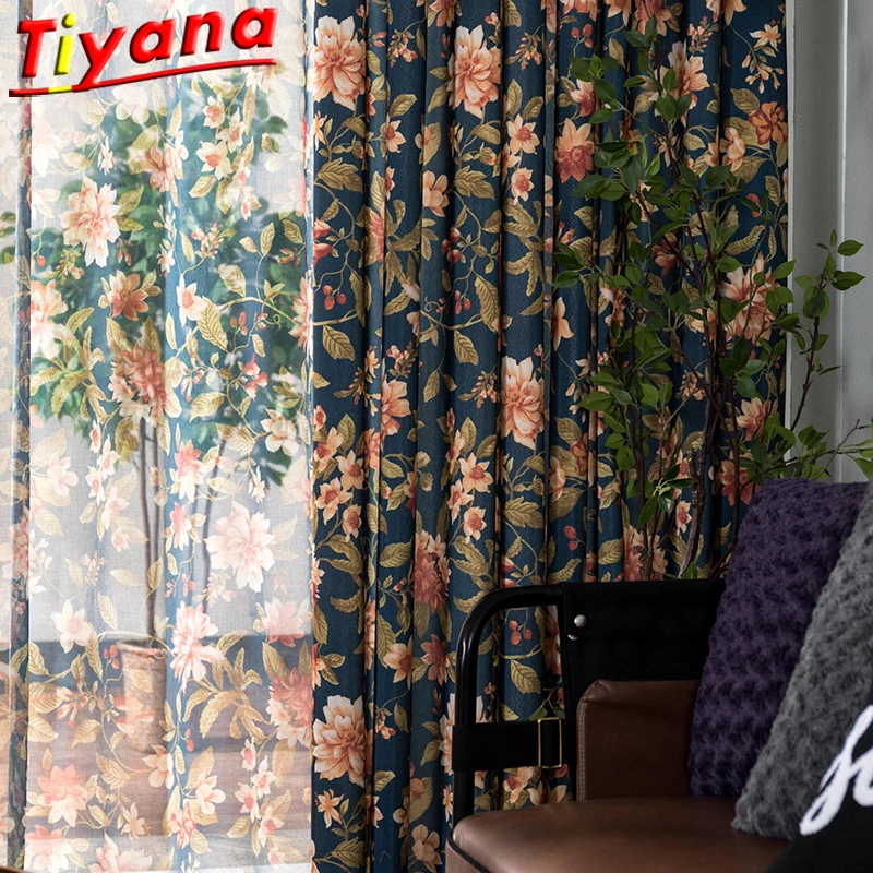 European Pastoral flowers Curtains for Living Room Dark Blue Floral Semi-blackout Window Drapes Polyester Panels#VT
European Pastoral flowers Curtains for Living Room Dark Blue Floral Semi-blackout Window Drapes Polyester Panels#VT