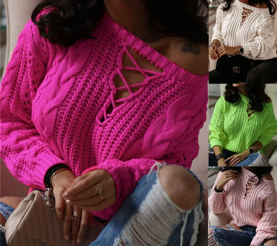 Twisted Knitted Sweater Women Sexy Autumn Winter New Elegant Hollow Out Jumpers Drawstring Sweaters Female Y363
Twisted Knitted Sweater Women Sexy Autumn Winter New Elegant Hollow Out Jumpers Drawstring Sweaters Female Y363