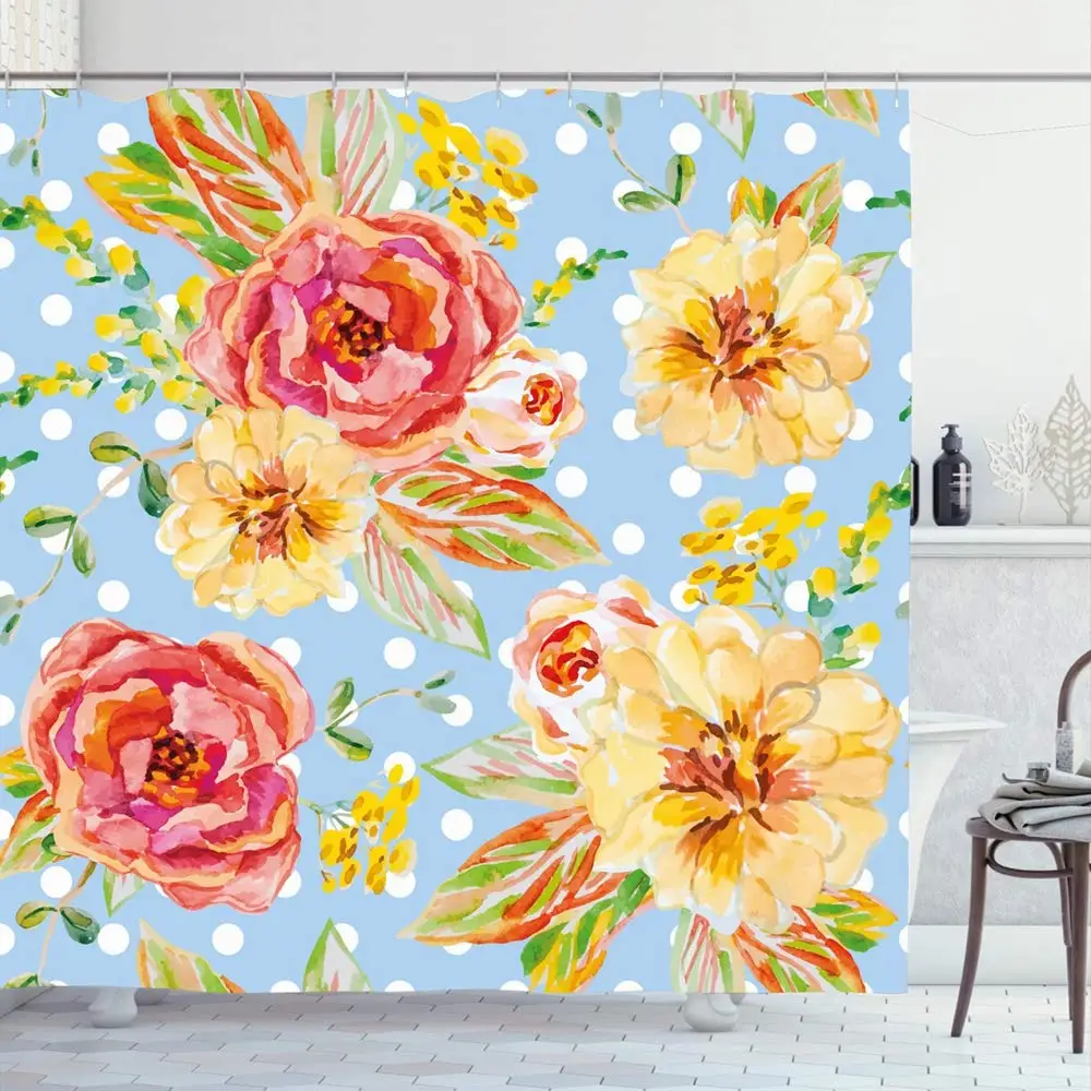 Shower Curtain Set with Hooks 66x72 Summer Pink Yellow Delicate Green Roses Pattern Drawn Floral Beautiful On Nature Watercolor
Shower Curtain Set with Hooks 66x72 Summer Pink Yellow Delicate Green Roses Pattern Drawn Floral Beautiful On Nature Watercolor