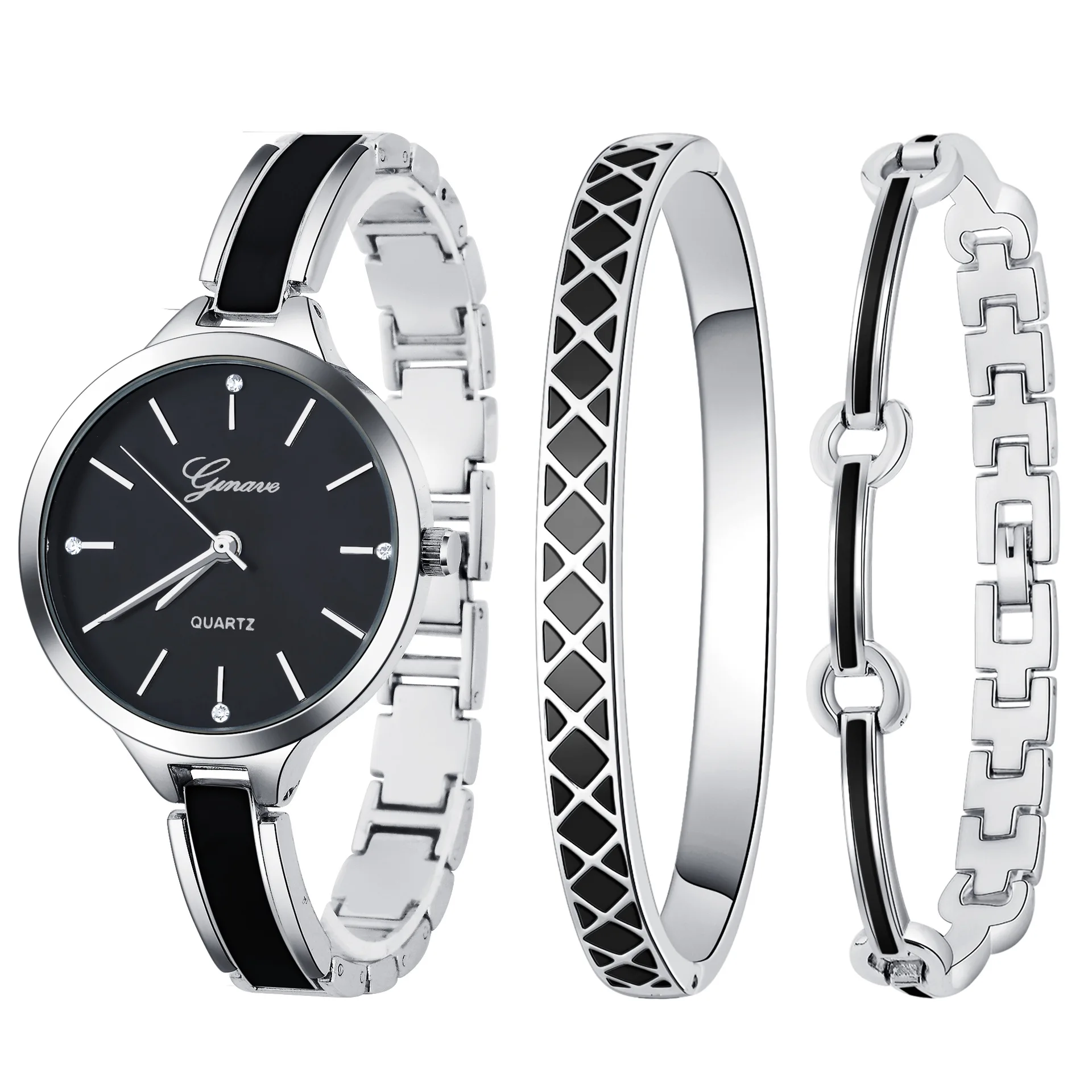 Top brand GINAVE high-quality alloy strap luxury full diamond alloy dial bracelet set fashion three-piece quartz ladies watch
Top brand GINAVE high-quality alloy strap luxury full diamond alloy dial bracelet set fashion three-piece quartz ladies watch