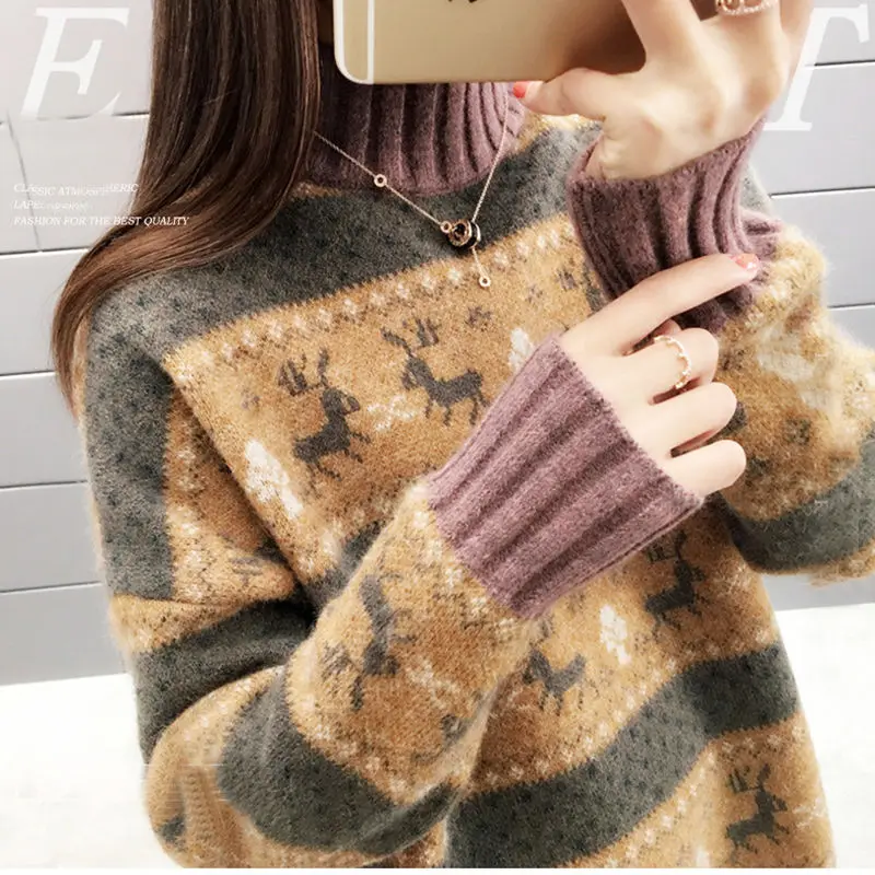 Off season high neck sweater for women new autumn and winter students' loose outer sweater with bottom layer 
Off season high neck sweater for women new autumn and winter students' loose outer sweater with bottom layer