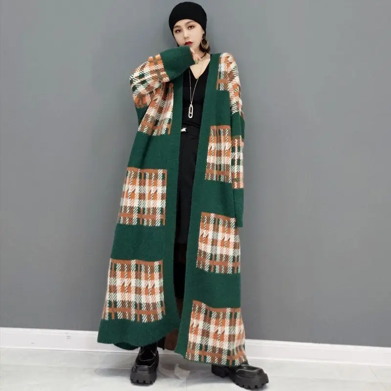 Korean Fashion Plaid Long Cardigan Sweater Loose Women's Clothing Top 2021 Autumn Winter New Windbreaker Women Coat Jacket
Korean Fashion Plaid Long Cardigan Sweater Loose Women's Clothing Top 2021 Autumn Winter New Windbreaker Women Coat Jacket