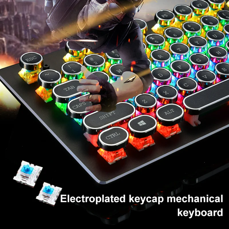 Gaming Mechanical Keyboard Green Axis Switch 104keys USB Wired Keyboard RGB LED Backlight Ergonomics Waterproof For Gamer Laptop
Gaming Mechanical Keyboard Green Axis Switch 104keys USB Wired Keyboard RGB LED Backlight Ergonomics Waterproof For Gamer Laptop