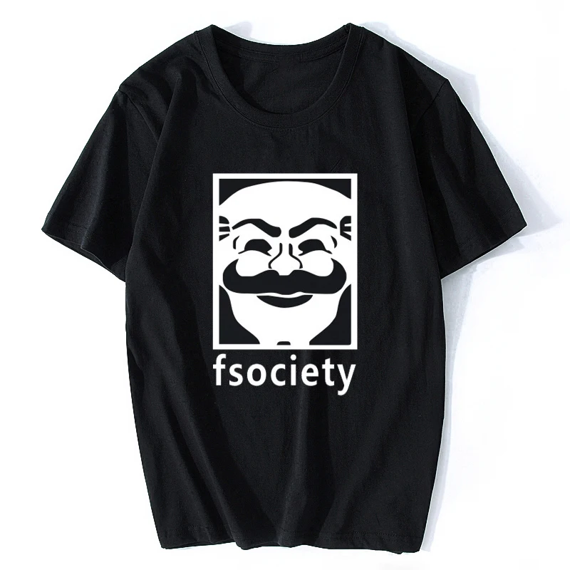 Mr Робот Fsociety принт Забавные футболки мужские s с коротким рукавом и Robot футболка