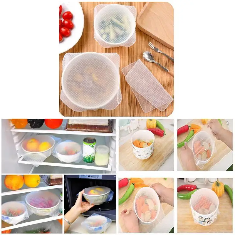 4pcs/Set Home Stretch Keep Fresh Food Silicone Wrap Multi-function Bowls Cover Kitchen Accessories
4pcs/Set Home Stretch Keep Fresh Food Silicone Wrap Multi-function Bowls Cover Kitchen Accessories