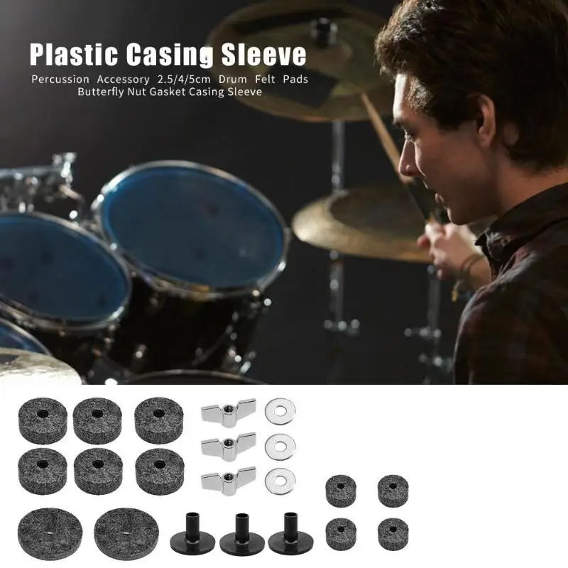 21pcs/set Drum Felt Pads Plastic Casing Sleeve Improving Performance of Radium Films Metal Butterfly Nuts Gasket Kits
21pcs/set Drum Felt Pads Plastic Casing Sleeve Improving Performance of Radium Films Metal Butterfly Nuts Gasket Kits