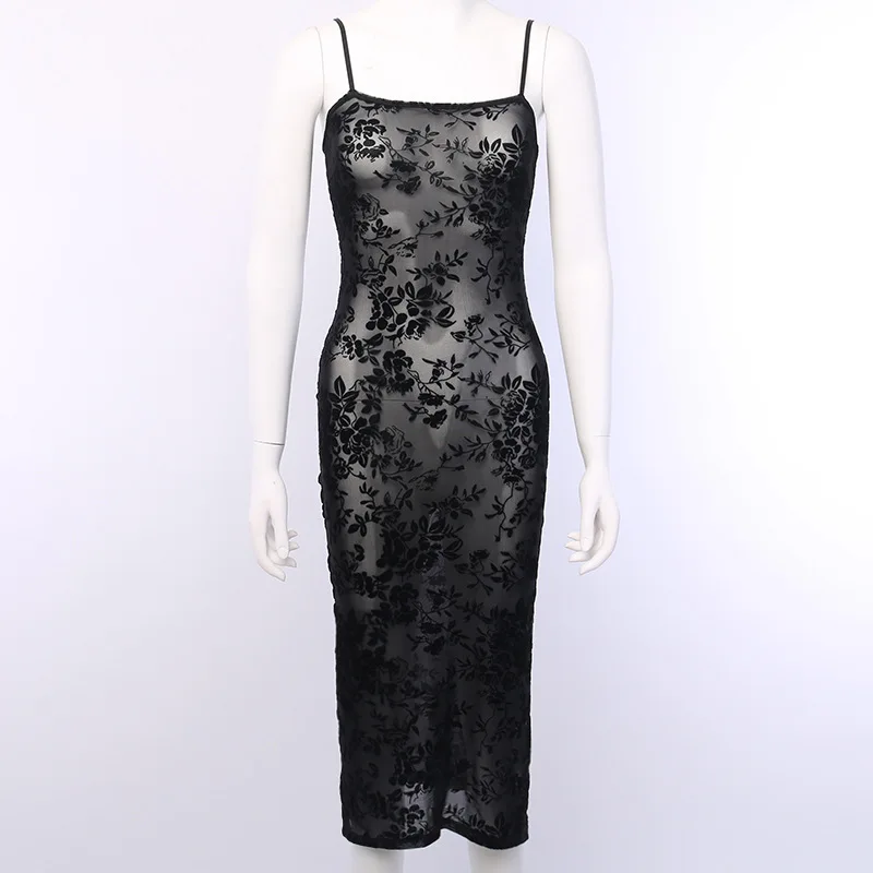 Temperament mesh slit sling dress women mid-length see-through sexy slim slim sling dress
Temperament mesh slit sling dress women mid-length see-through sexy slim slim sling dress