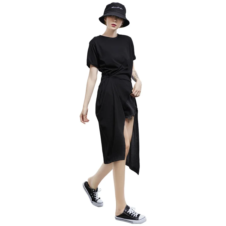 Aransue Summer 2019 Korean version ladies shirt open-forked lengthened slim short-sleeved round-necked T-shirt women's top
Aransue Summer 2019 Korean version ladies shirt open-forked lengthened slim short-sleeved round-necked T-shirt women's top