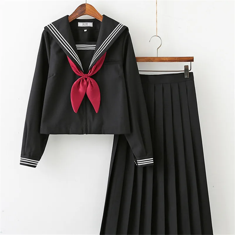 Black White JK Uniform Summer Short/long Sleeve Japanese School Uniforms Girls Sailor Sets Pleated Skirt JK Uniform COS Costume
Black White JK Uniform Summer Short/long Sleeve Japanese School Uniforms Girls Sailor Sets Pleated Skirt JK Uniform COS Costume