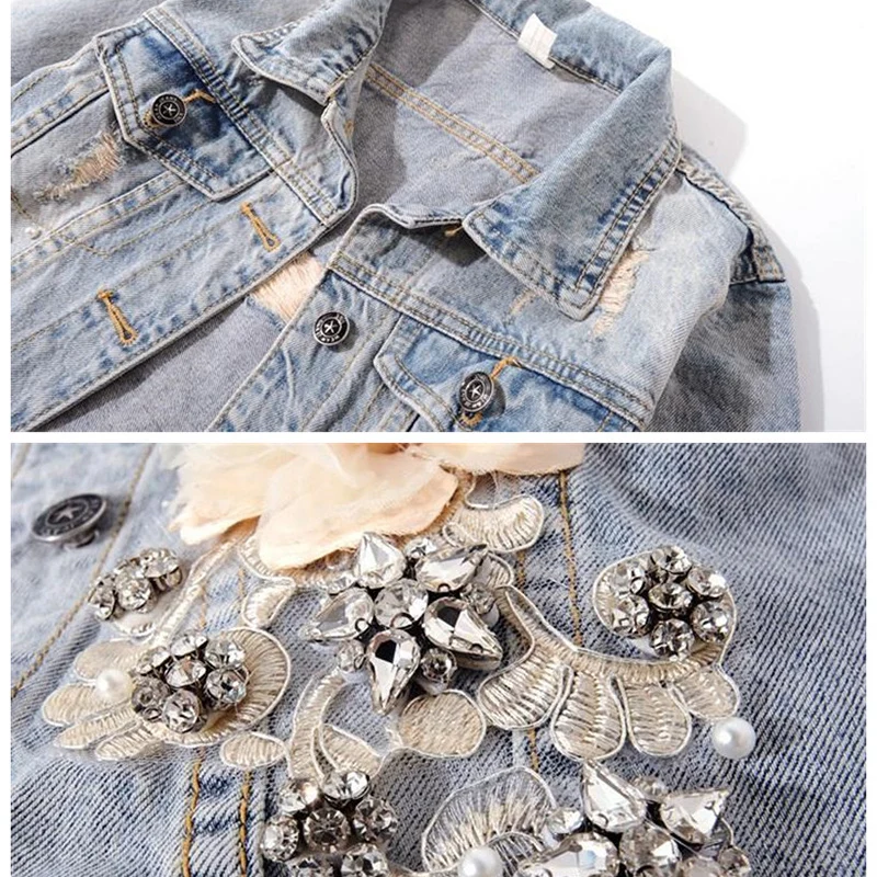 Spring Autumn Women's Denim Jacket New Diamond Flower Long Sleeve Jeans Jackets Girl Short Outwear Vintage Cowboy Tops Female
Spring Autumn Women's Denim Jacket New Diamond Flower Long Sleeve Jeans Jackets Girl Short Outwear Vintage Cowboy Tops Female