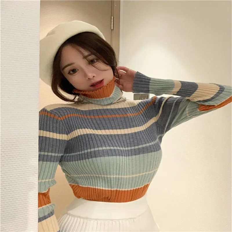 turtleneck striped colorful sweater for ladies elegant termperament mild pullovers 2021 spring outgoing sweater dating tops
turtleneck striped colorful sweater for ladies elegant termperament mild pullovers 2021 spring outgoing sweater dating tops