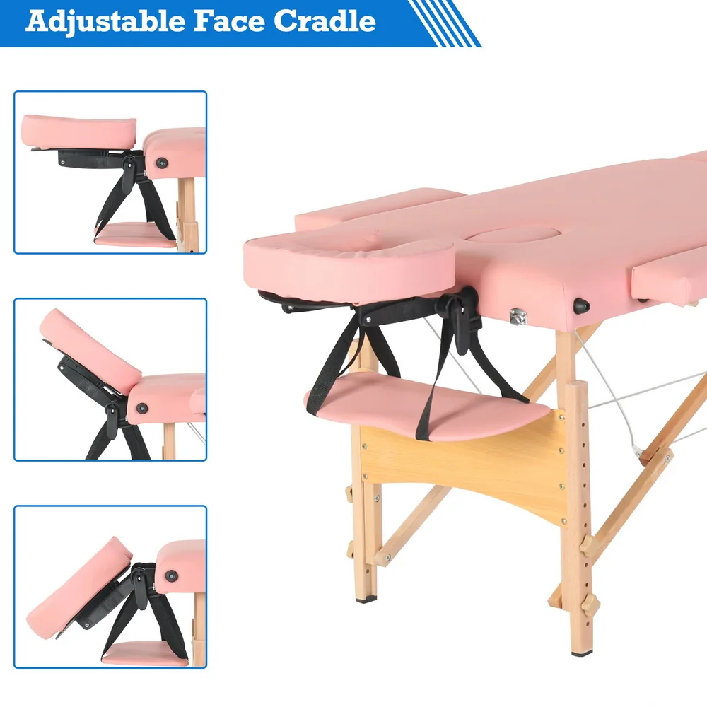 84" 2 Sections Folding Portable Beech Leg Beauty Massage Table 60CM Wide Adjustable Height Pink
84" 2 Sections Folding Portable Beech Leg Beauty Massage Table 60CM Wide Adjustable Height Pink