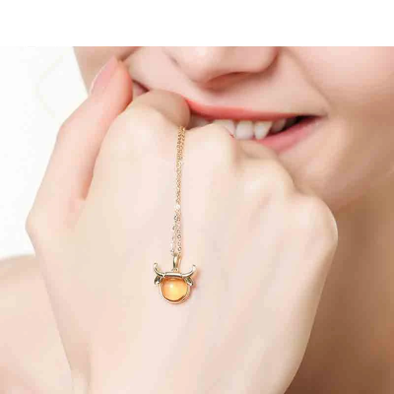 ENZOZB Taurus Natural topaz 9K Pure Gold Pendant Real AU 750 Solid Upscale Trendy Classic Fine Jewelry Hot Sell New 2020 | Украшения и