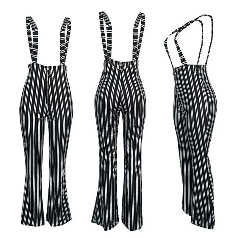 Goocheer Rompers Overalls Women Striped Pants High Waist Zipper Flare Trousers Black Striped Overall Pant Female Bottom
Goocheer Rompers Overalls Women Striped Pants High Waist Zipper Flare Trousers Black Striped Overall Pant Female Bottom