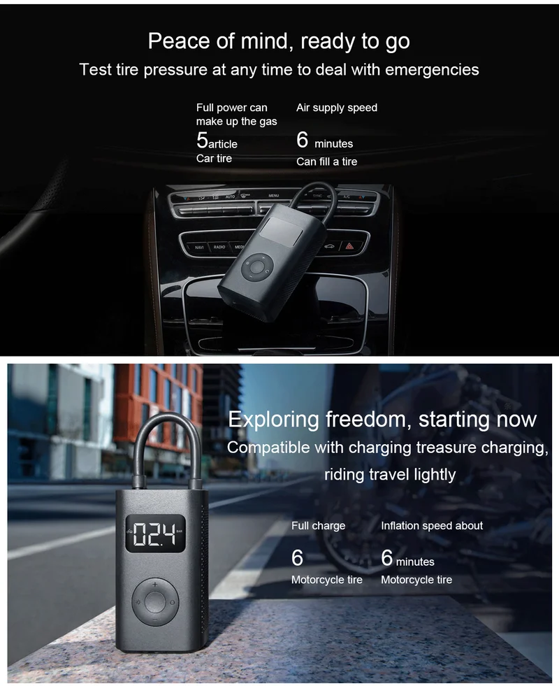 Mijia Inflator Portable Mini LED Smart Digital Tire Pressure Sensor Electric Pump For Bicycle Motorcycle Car Soccer
Mijia Inflator Portable Mini LED Smart Digital Tire Pressure Sensor Electric Pump For Bicycle Motorcycle Car Soccer