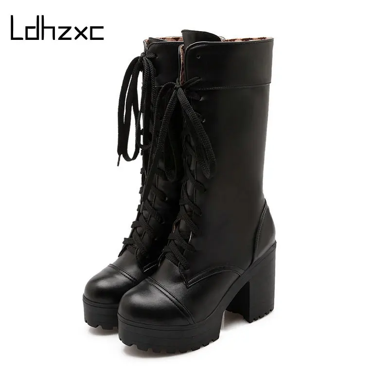 LDHZXC Size 34-43 New Woman Pu Leather Mid-calf Boots Lace Up Shoes Woman Short Winter Warm Boots Platform Heels Footwear
LDHZXC Size 34-43 New Woman Pu Leather Mid-calf Boots Lace Up Shoes Woman Short Winter Warm Boots Platform Heels Footwear