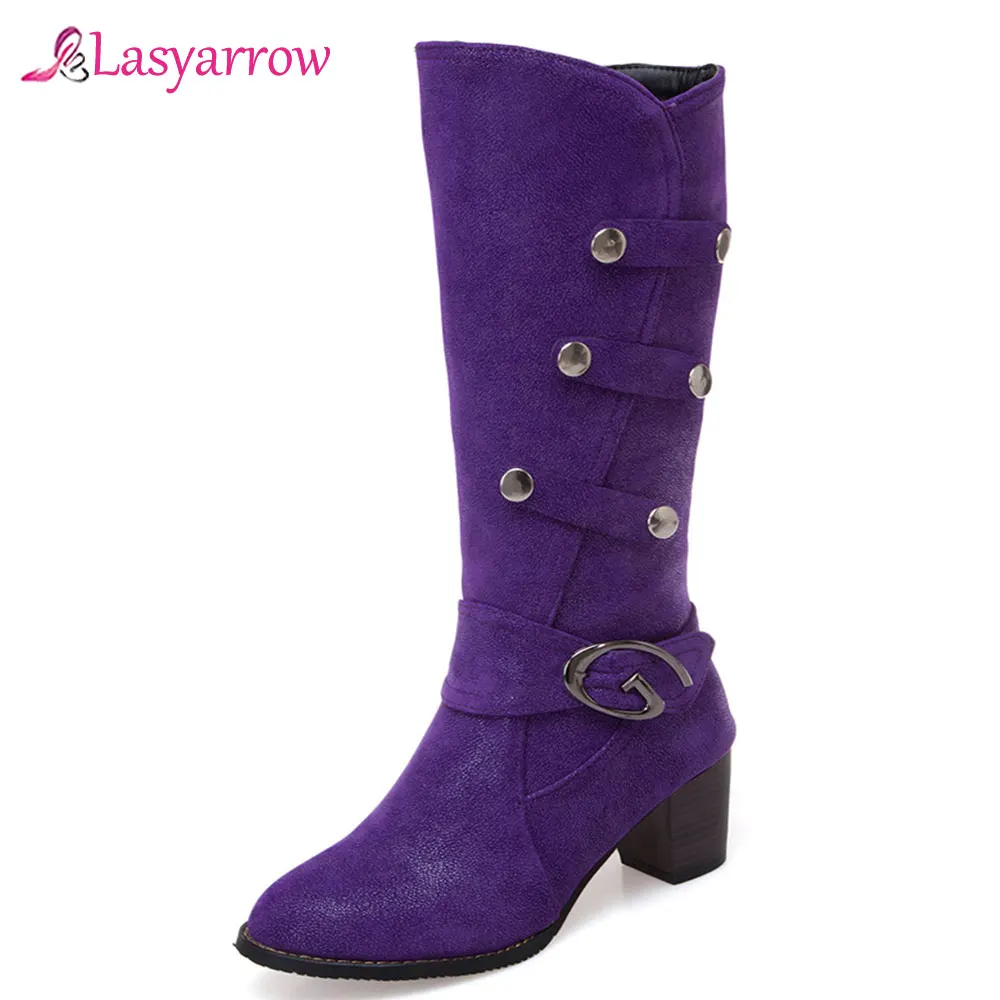 Lasyarrow Women Knee High Boots Soft PU Leather Metal Decoration Square Heel High Heels Thigh High Boots Winter Long Boots J1031
Lasyarrow Women Knee High Boots Soft PU Leather Metal Decoration Square Heel High Heels Thigh High Boots Winter Long Boots J1031