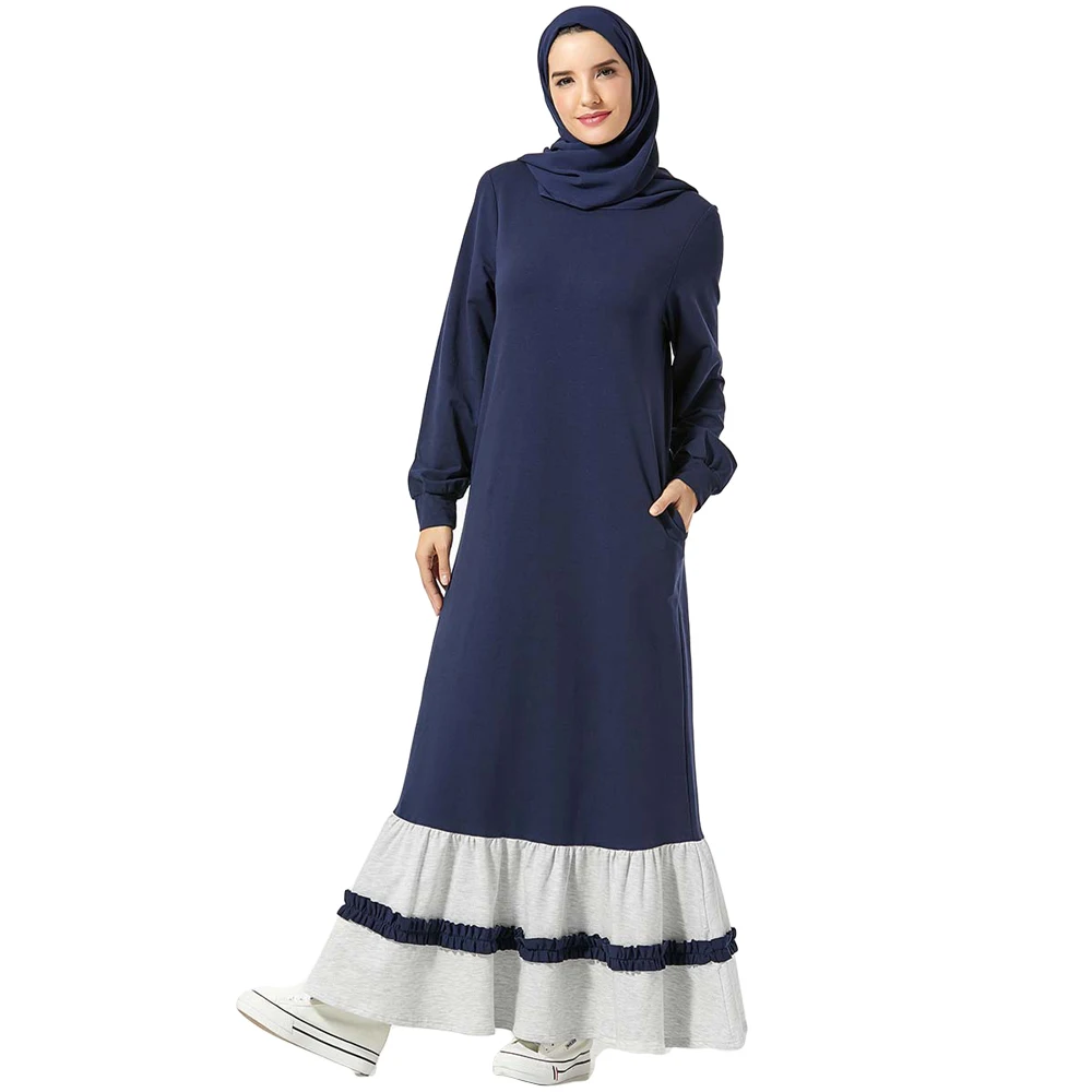 Ramadan Sweatshirt Abaya Muslim Women Long Sleeve Sport Dress Robes Jilbab Kaftan Arab Islamic Prayer Clothing Casual Gown New |