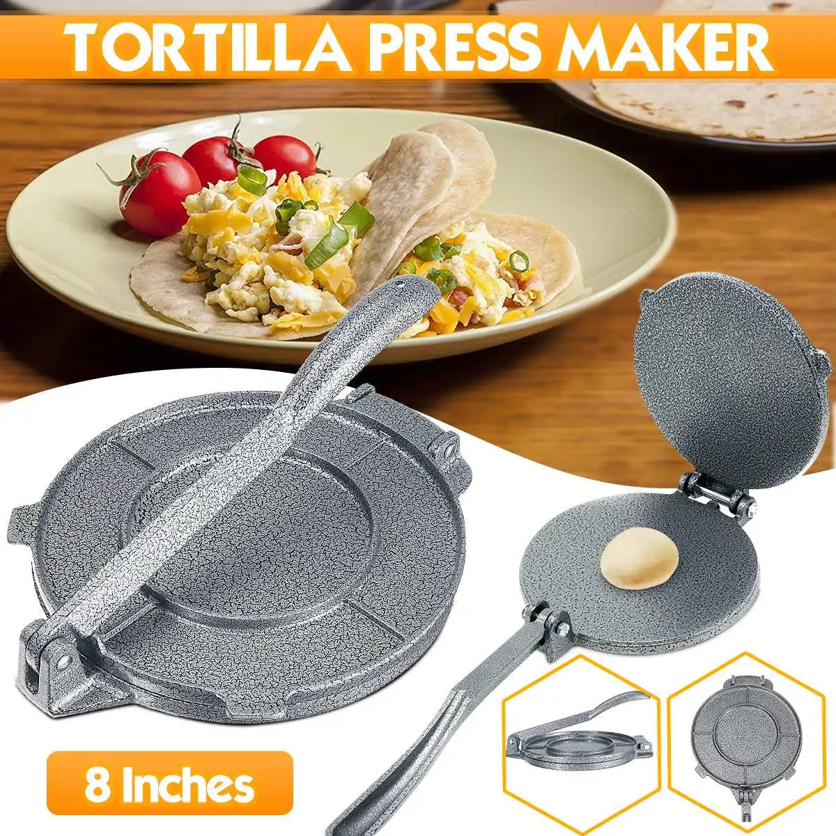 20cm 8" Tortilla Maker Press Aluminum Foldable Home Kitchen Flour Corn Baking Press Maker Tool DIY Pie Tools Bakeware Gadgets
20cm 8" Tortilla Maker Press Aluminum Foldable Home Kitchen Flour Corn Baking Press Maker Tool DIY Pie Tools Bakeware Gadgets