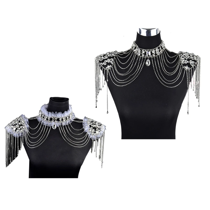 Luxury Wedding Bridal Crystal Necklace Statement Tassel Shoulder Chain Layered Jewelry with Teardrop Rhinestone Dangle Earrings
Luxury Wedding Bridal Crystal Necklace Statement Tassel Shoulder Chain Layered Jewelry with Teardrop Rhinestone Dangle Earrings